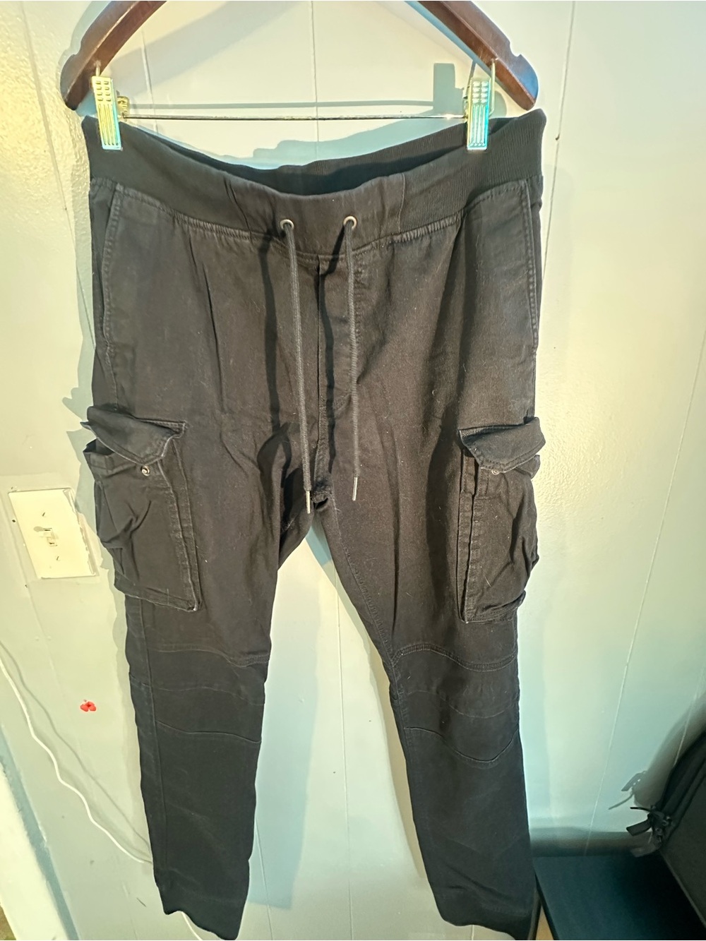 H&M Black Cargo Joggers with Drawstring Waist